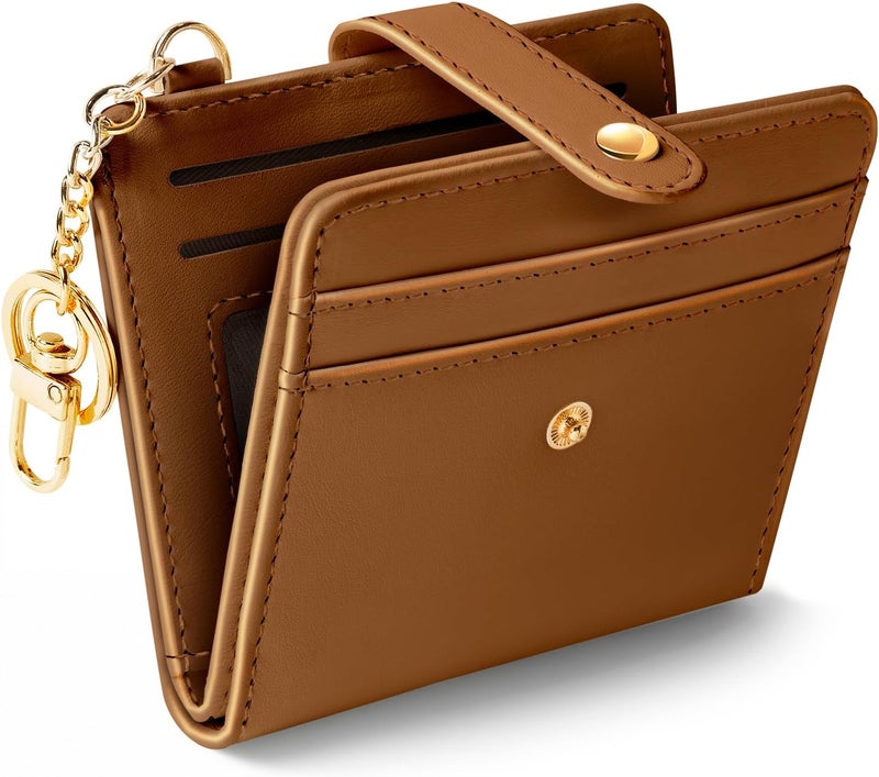 Jogjam Caramel Rfid Ladies Wallet, Small Slim Thin Compact Credit Card Women Wallet, PU Leather Bifold Cash Zipper Coin Pocket ID Window for Female Gifts - Image 1